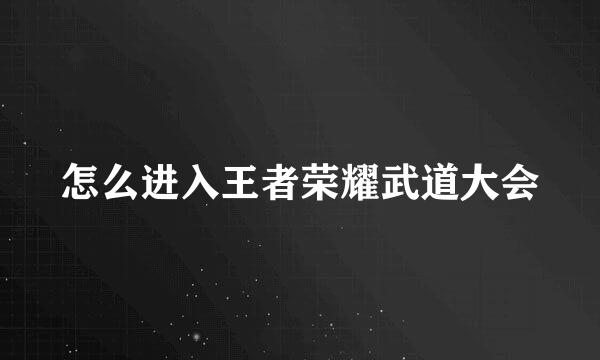 怎么进入王者荣耀武道大会