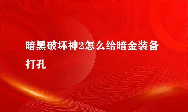 暗黑破坏神2怎么给暗金装备打孔