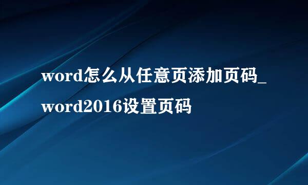 word怎么从任意页添加页码_word2016设置页码