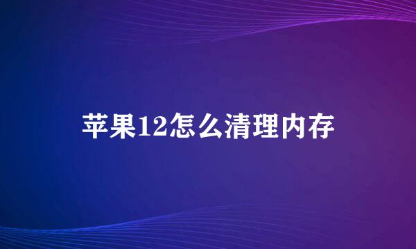 苹果12怎么清理内存