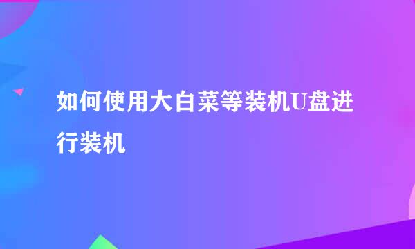 如何使用大白菜等装机U盘进行装机