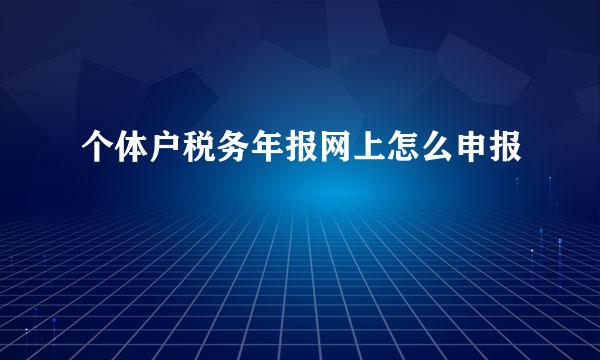 个体户税务年报网上怎么申报