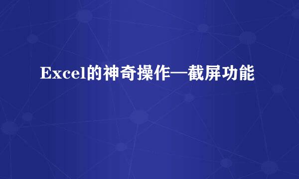 Excel的神奇操作—截屏功能