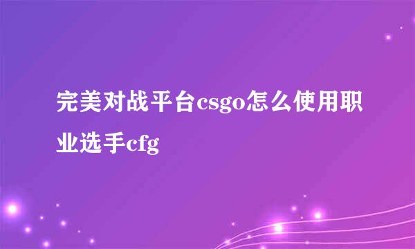 完美对战平台csgo怎么使用职业选手cfg