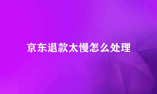 京东退款太慢怎么处理