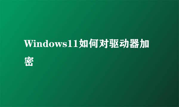 Windows11如何对驱动器加密