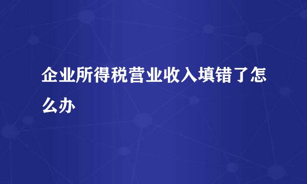 企业所得税营业收入填错了怎么办