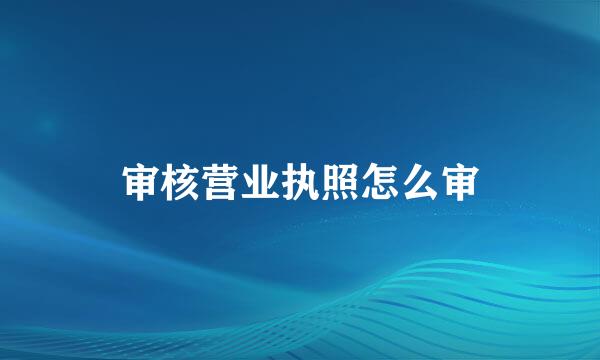 审核营业执照怎么审