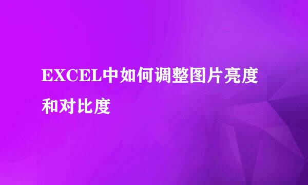 EXCEL中如何调整图片亮度和对比度
