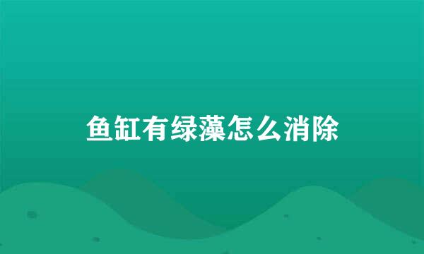 鱼缸有绿藻怎么消除