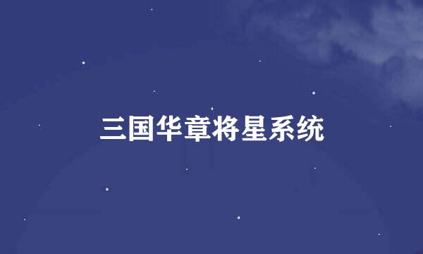 三国华章将星系统