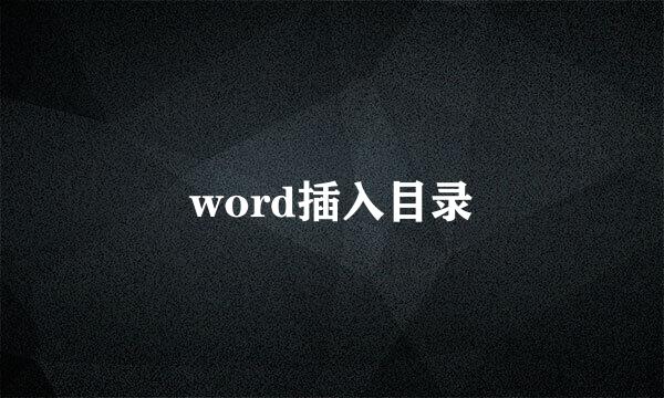 word插入目录