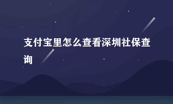 支付宝里怎么查看深圳社保查询