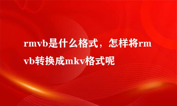rmvb是什么格式，怎样将rmvb转换成mkv格式呢