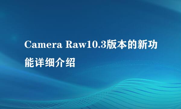 Camera Raw10.3版本的新功能详细介绍