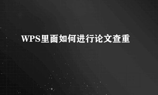WPS里面如何进行论文查重
