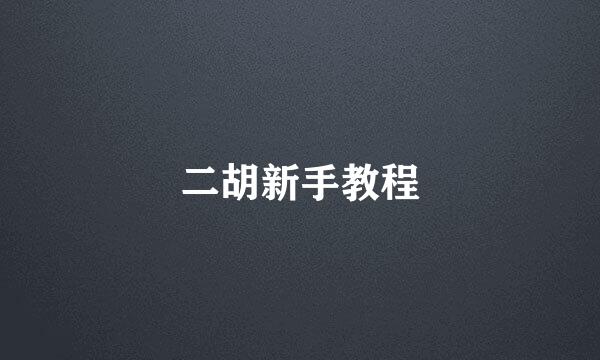 二胡新手教程