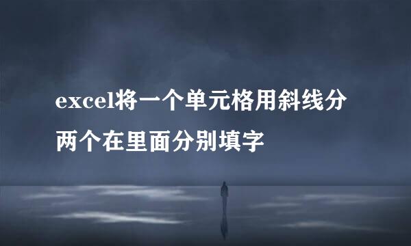 excel将一个单元格用斜线分两个在里面分别填字