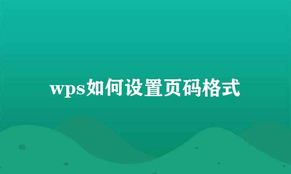 wps如何设置页码格式