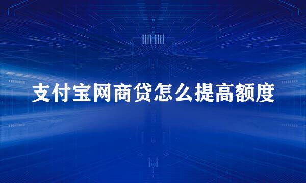 支付宝网商贷怎么提高额度