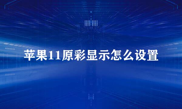 苹果11原彩显示怎么设置