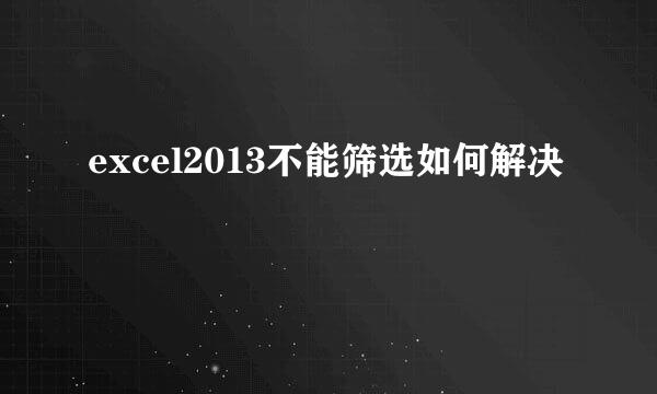 excel2013不能筛选如何解决