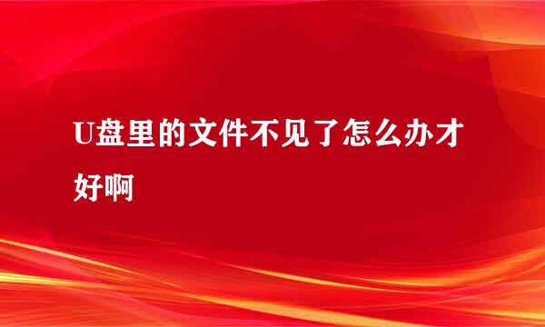 U盘里的文件不见了怎么办才好啊