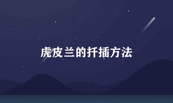 虎皮兰的扦插方法