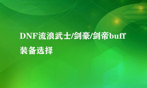 DNF流浪武士/剑豪/剑帝buff装备选择