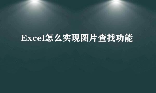 Excel怎么实现图片查找功能