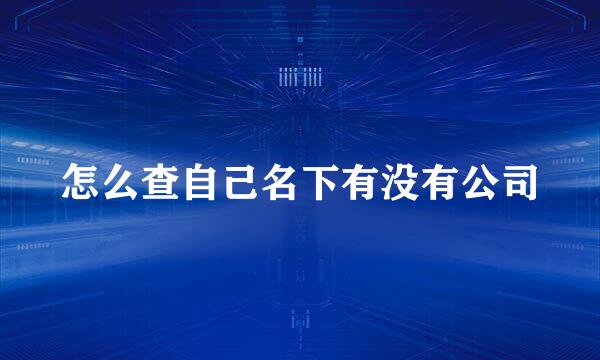 怎么查自己名下有没有公司