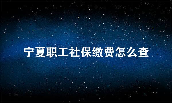 宁夏职工社保缴费怎么查