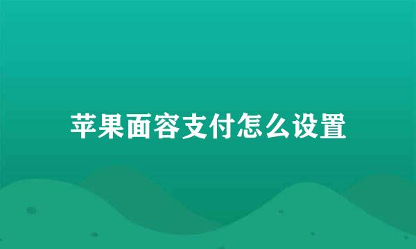 苹果面容支付怎么设置