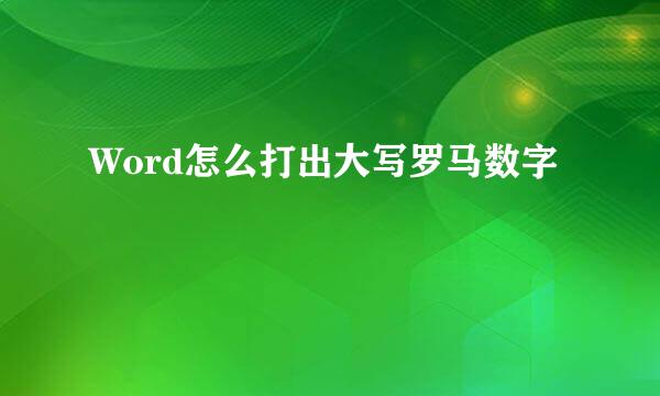 Word怎么打出大写罗马数字