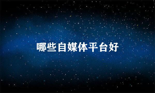 哪些自媒体平台好