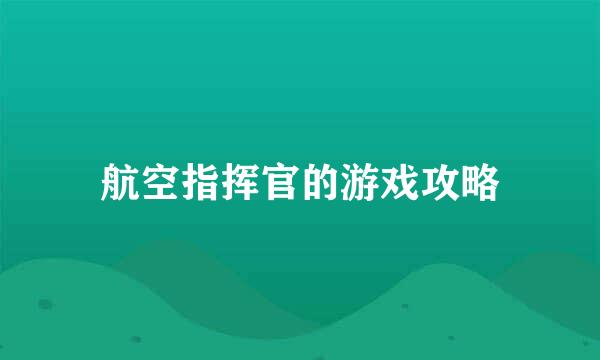 航空指挥官的游戏攻略