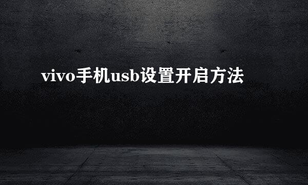 vivo手机usb设置开启方法