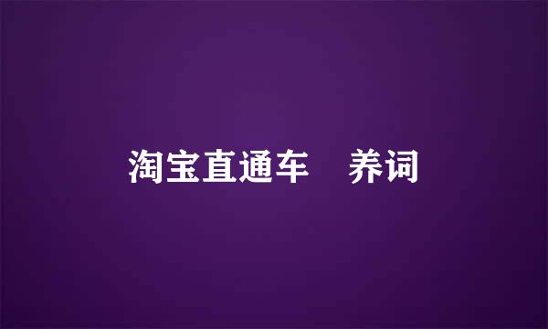 淘宝直通车–养词