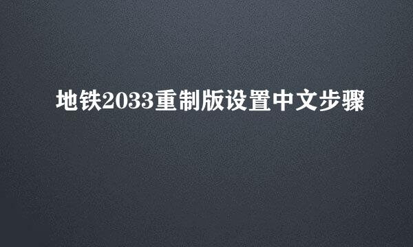 地铁2033重制版设置中文步骤