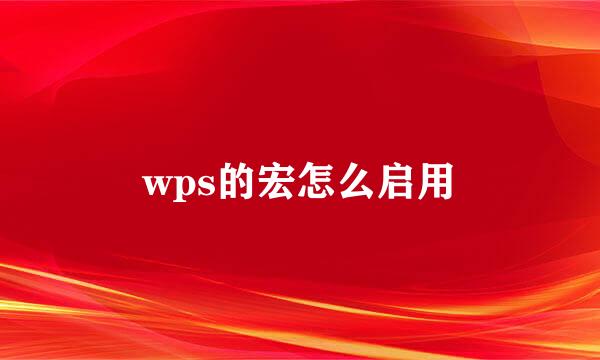 wps的宏怎么启用