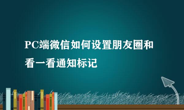 PC端微信如何设置朋友圈和看一看通知标记