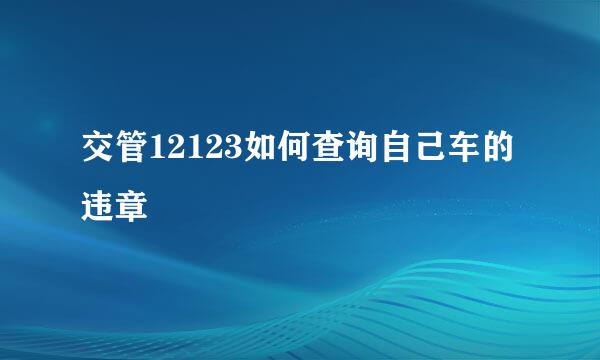 交管12123如何查询自己车的违章