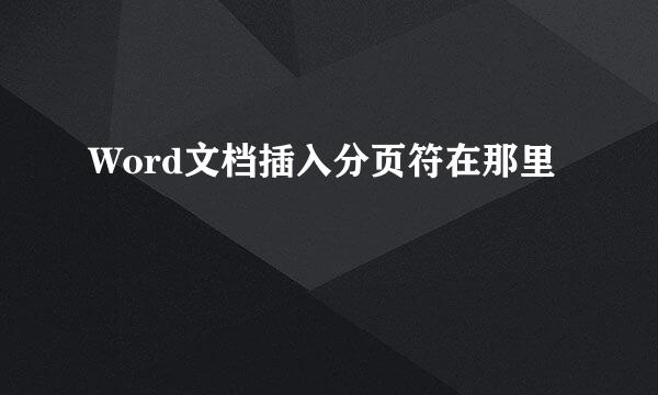 Word文档插入分页符在那里