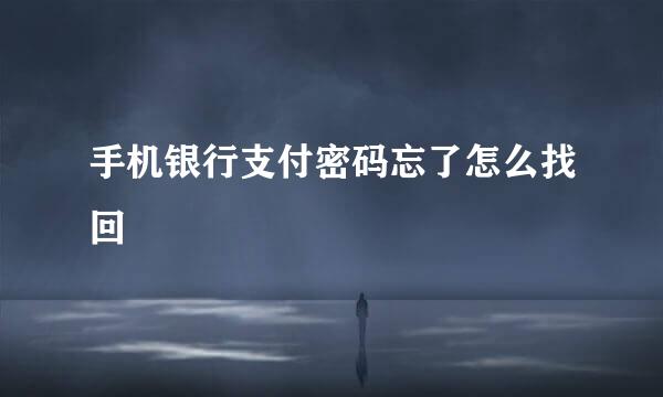手机银行支付密码忘了怎么找回