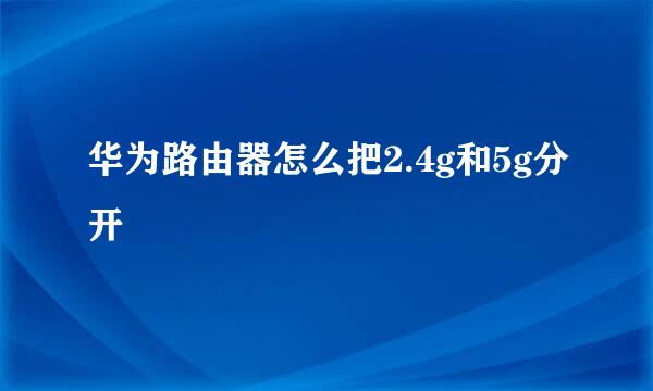 华为路由器怎么把2.4g和5g分开