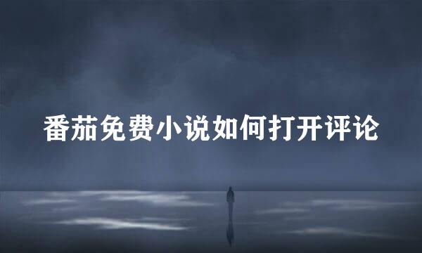 番茄免费小说如何打开评论