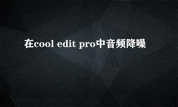 在cool edit pro中音频降噪
