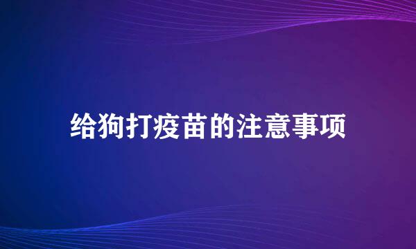 给狗打疫苗的注意事项