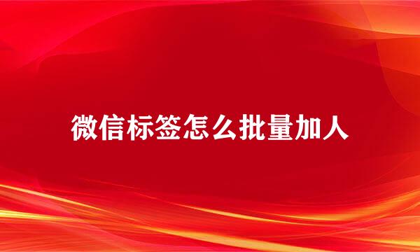 微信标签怎么批量加人