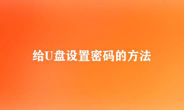 给U盘设置密码的方法
